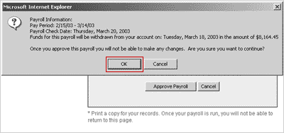Confirm Approval of Payroll